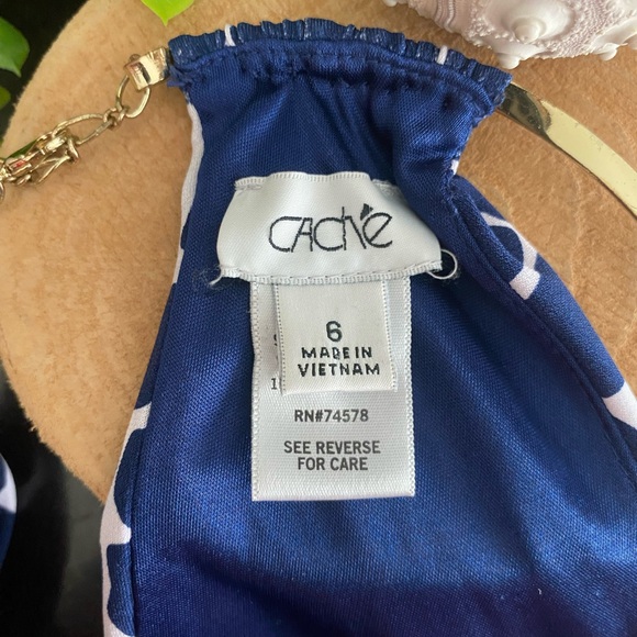 Cache navy white halter mini dress with metal choker - Picture 11 of 12